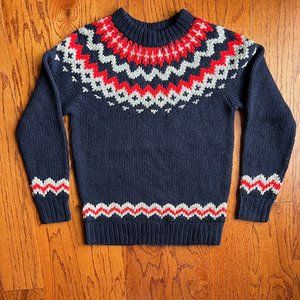 Bonobos Slim Fit Blue Hand-Knit Fair Isle Crew Sweater Jacquard Pattern Size XS